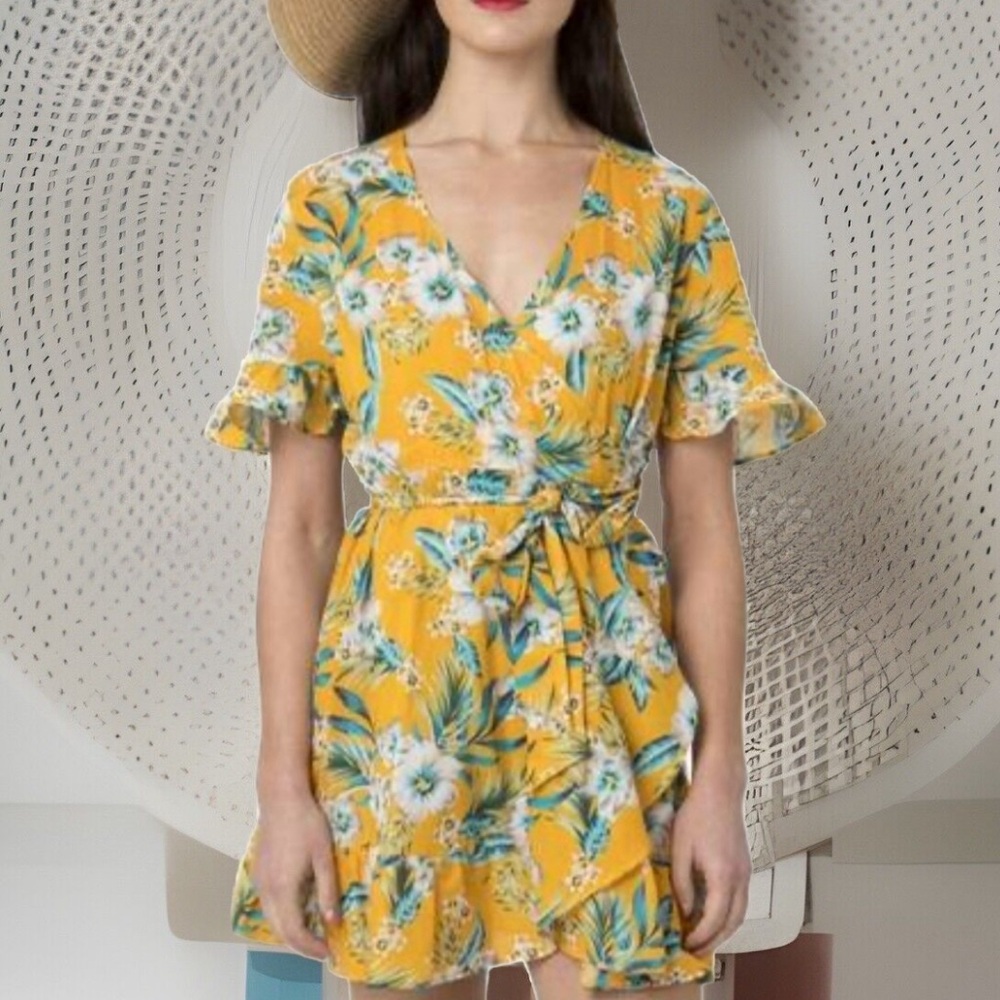 Vivre Dress by Pia Rossini Size L Yellow Summer Dress